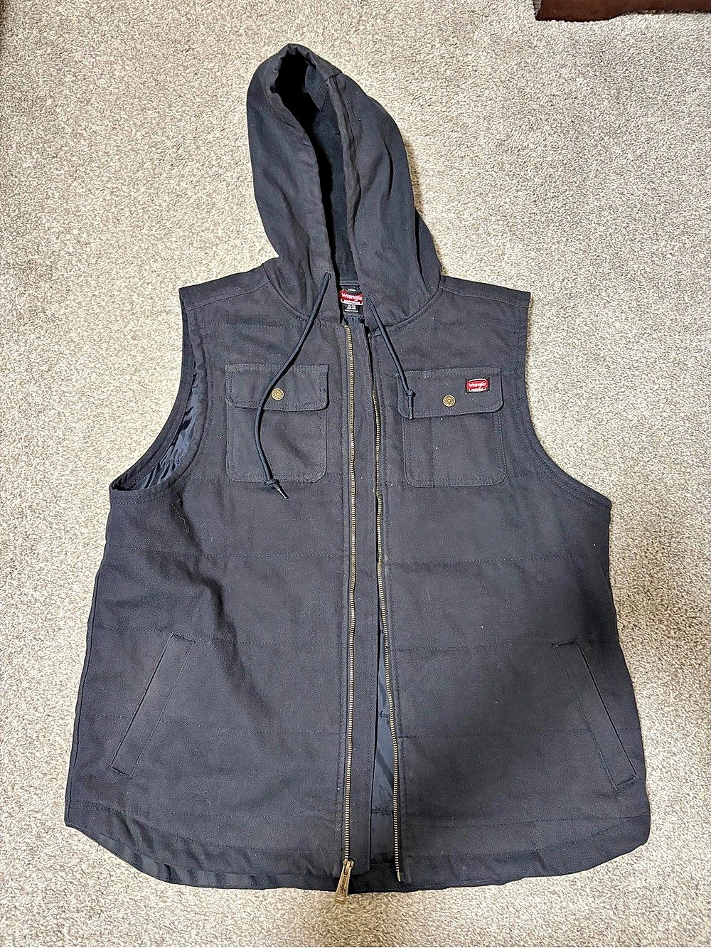 Wrangler Workwear Insulated Hooded Canvas Vest Navy XL/XG